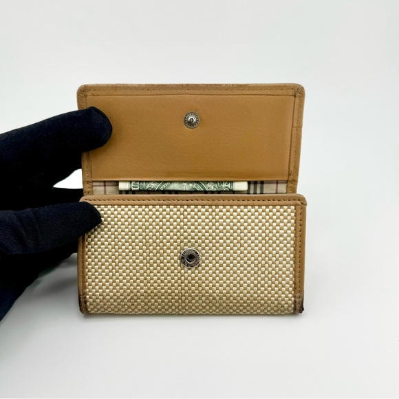 Burberry Woven Key Holder Tan Leather Accents with Silver Hardware - Picture 2 of 13